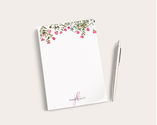 Personalized Floral Notepad | Watercolor Hanging Flowers | Mother's Day Gift Idea