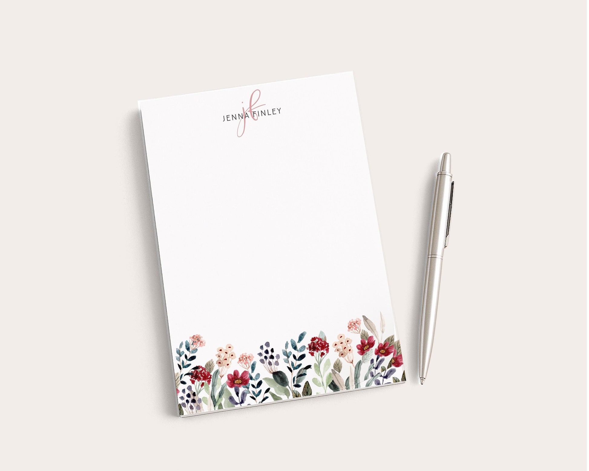 Personalized Floral Notepad | Watercolor Wildflower Flowers | Mother's Day Gift Idea