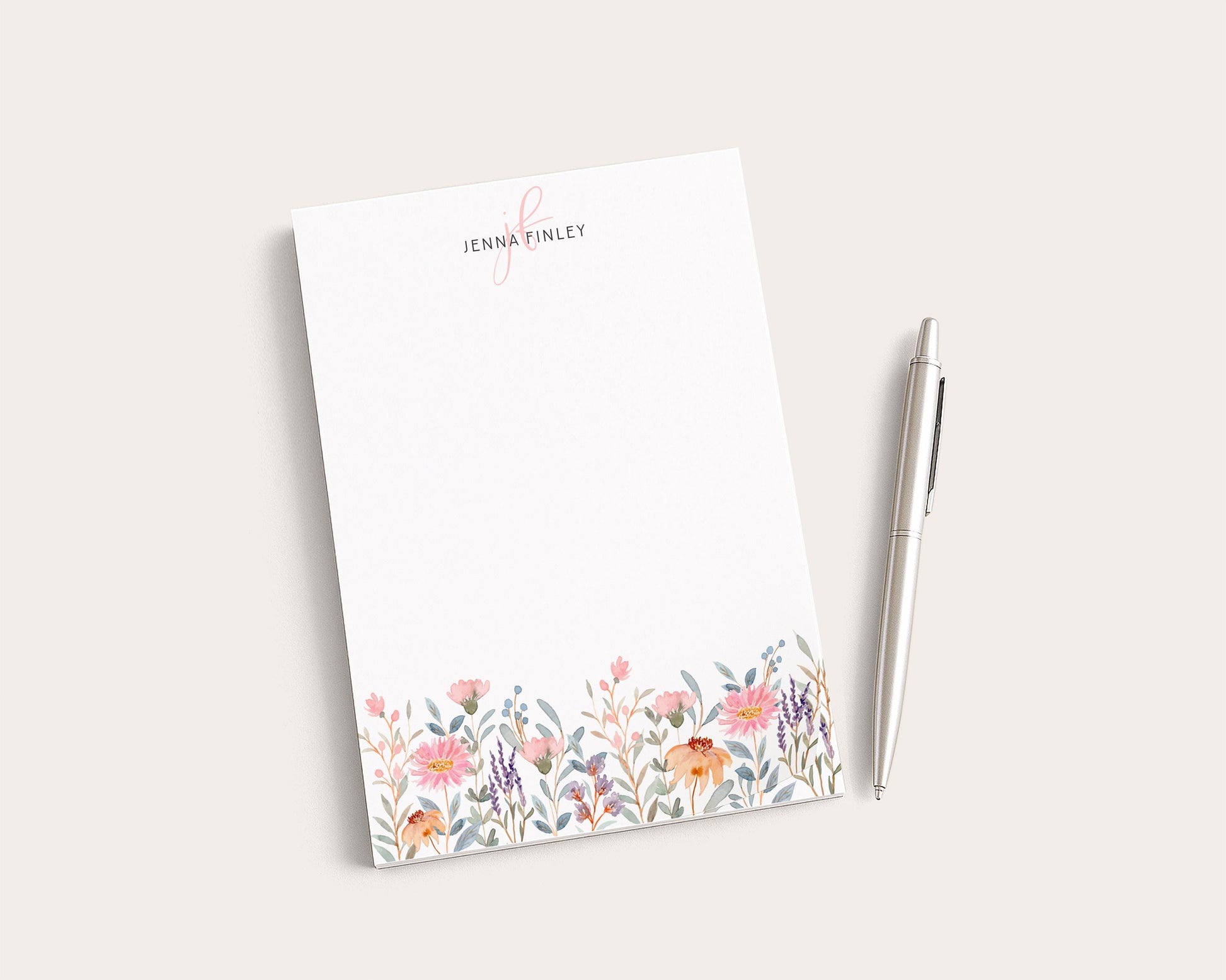 Personalized Floral Notepad | Watercolor Wildflower Flowers | Mother's Day Gift Idea