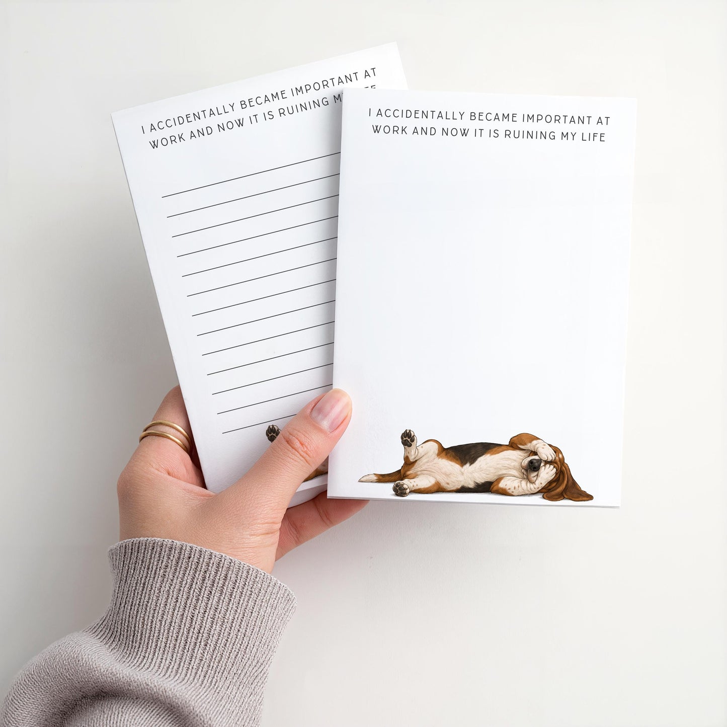 Custom Notepad | Funny Notepad | Basset Hound | Became Important at Work - Ruining My Life | Mother's Day Gift Idea
