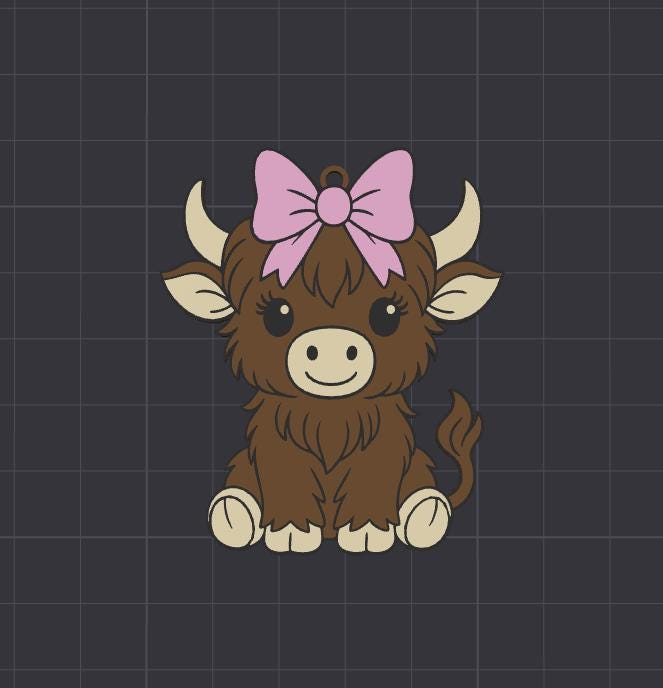 Tab Can Opener | Highland Cow | Bow Keychain