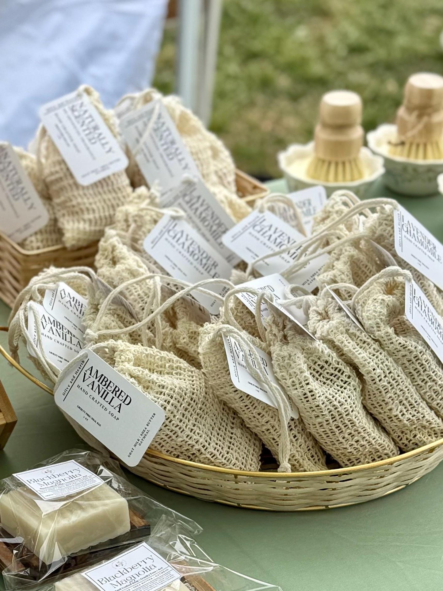 Handmade Bar Soap in Sisal Bag 4oz | Goat Milk, Shea Butter, and Oatmeal | Small Batch Soap