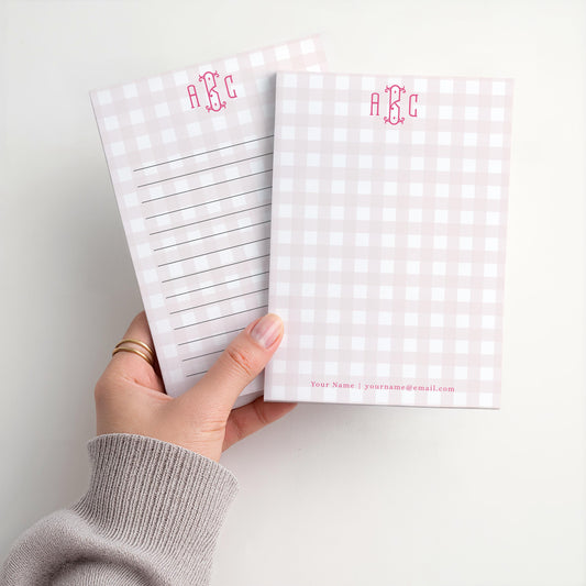 Monogram Notepad | Pink Gingham | Personalized Tearaway Notepad | Mother's Day Gift Idea