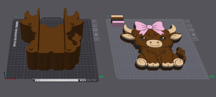 Pen Holder 3D Printer File | Highland Cow with Bow STL 3MF | Commercial Use | Desk Organizer