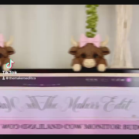 Monitor Buddy 3D Printer File | Highland Cow Coquette Bow STL 3MF | Commercial Use